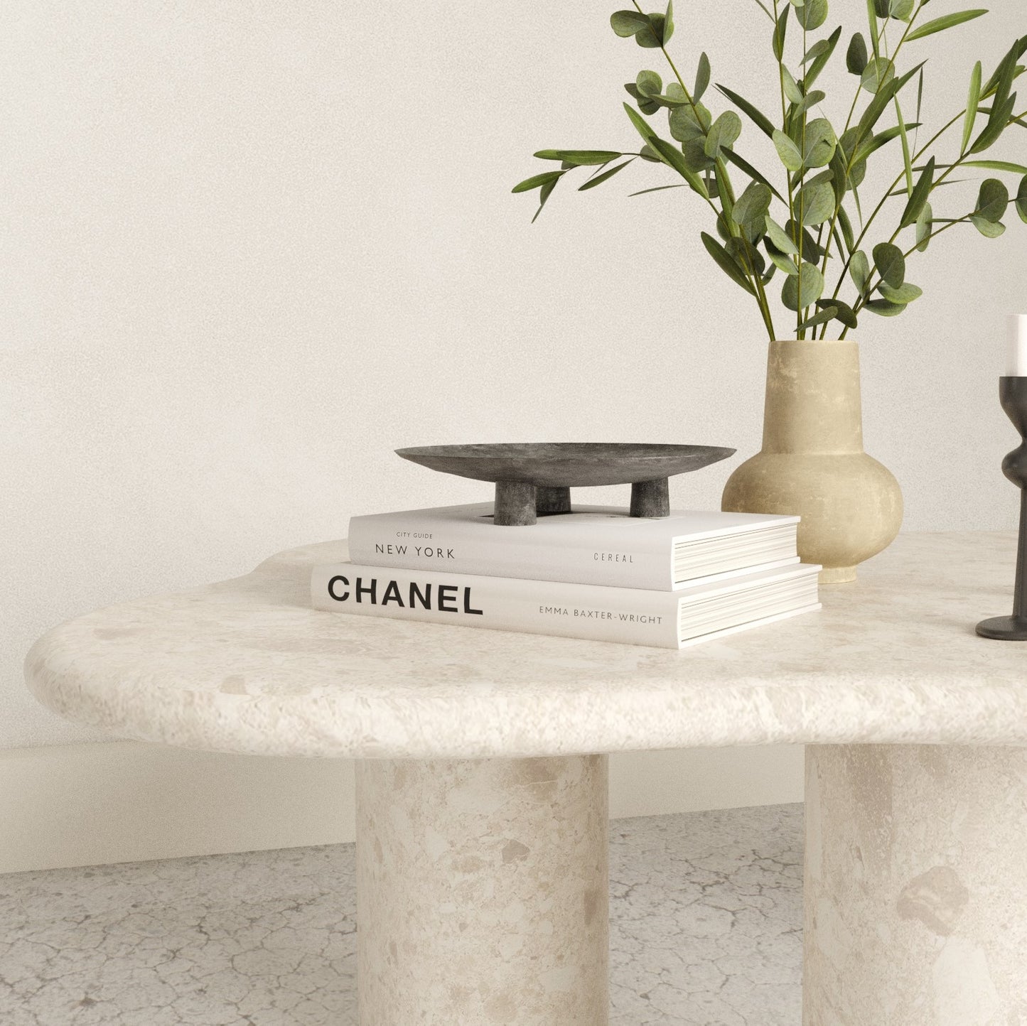 The Infinity Omani Marble Coffee Table has this beautiful lily pond like curves with 3 sturdy pillar foot holds